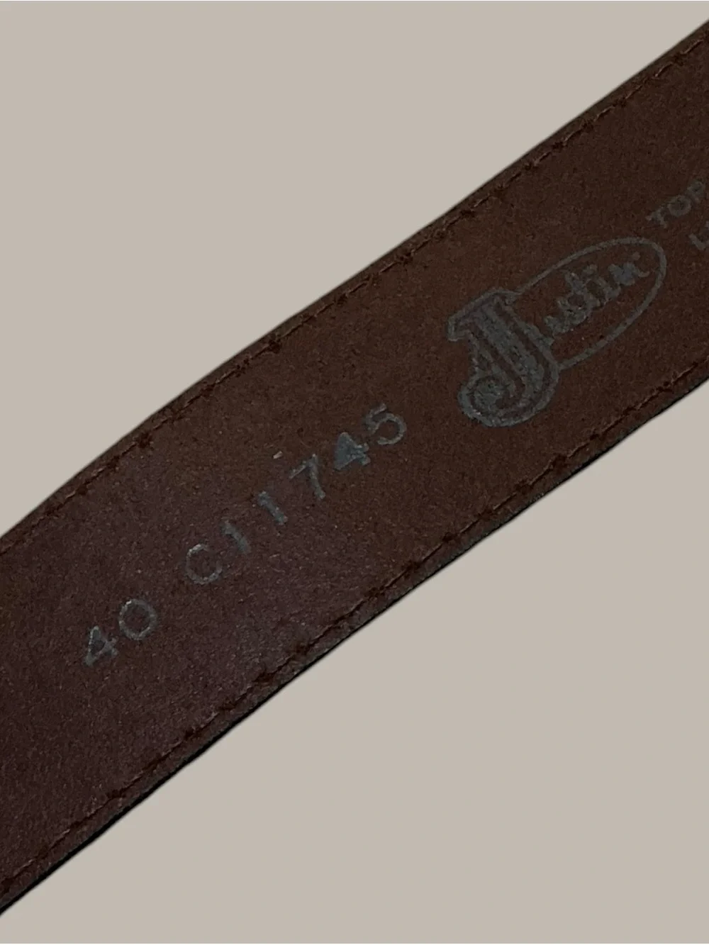 Justin C11745 Brown Top Grain Leather Western Belt Size 40